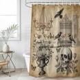 thumbnail image 6 of Halloween Shower Curtain Set - 72" x 78" Washable Bathtub Curtain with 12 Hooks, Vintage Skull Black Crows Flowers Butterfly Waterproof Fabric Stall Shower Curtains for Bathroom/Bathtub Décor, 6 of 6