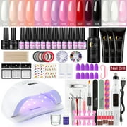 Gel Nail Polish Kit with UV Light 12 Colors Gel Polish Kit with 3 Colors Poly Nail Gel, Base Top Coat 80W LED Nail Lamp Starter Gel Nail Set with Mini Nail Drill, Decorations for Nail Art Salon Use - Best Reviews Guide