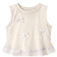 thumbnail image 5 of Kids & Girls Tank Top with Lace Trim & Bow Detail, Beige Sleeveless Summer Casual Top,Size 3-4T, 5 of 5