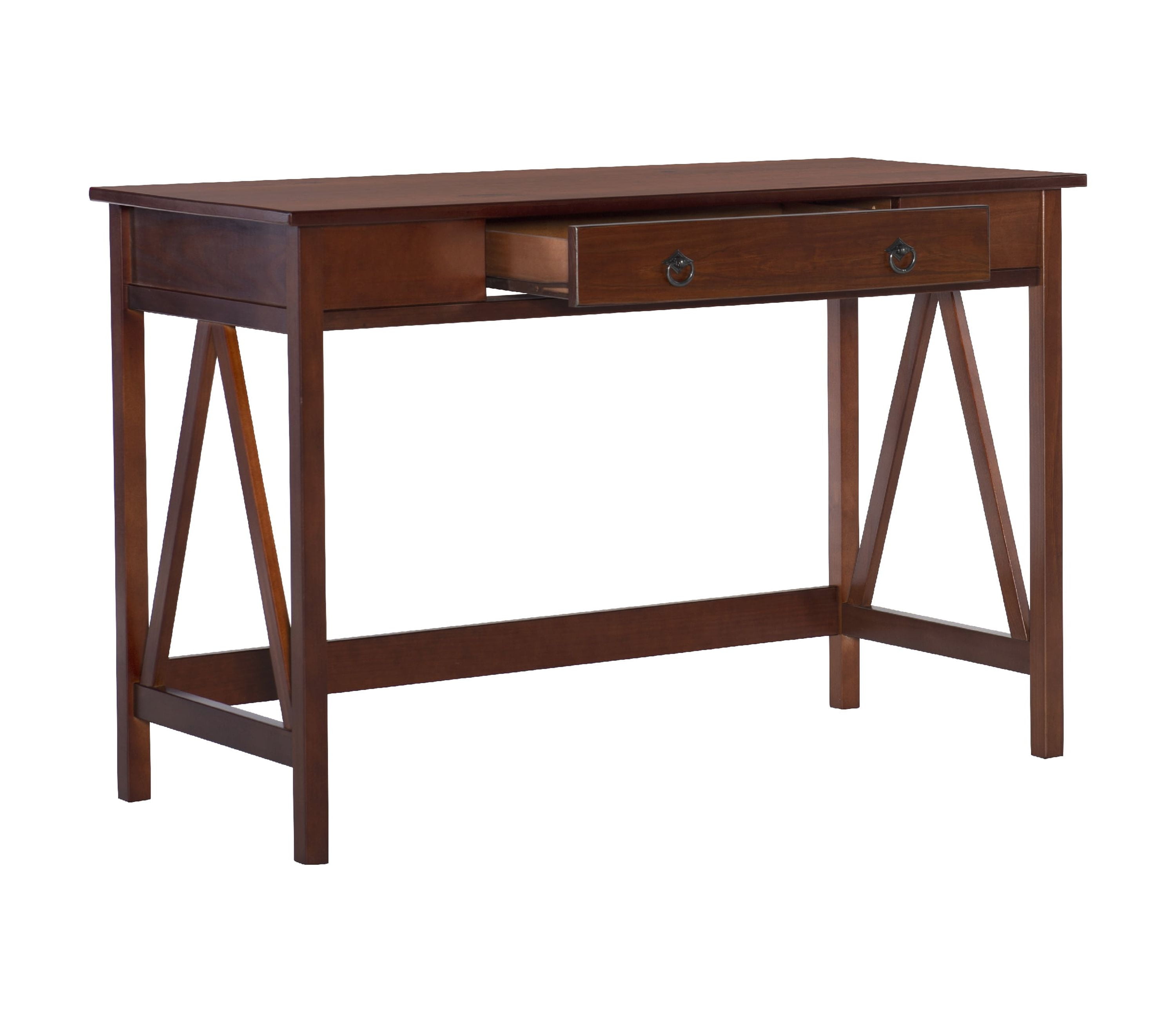 Linon Moreland 46" Single Drawer Writing Desk, Antique Tobacco