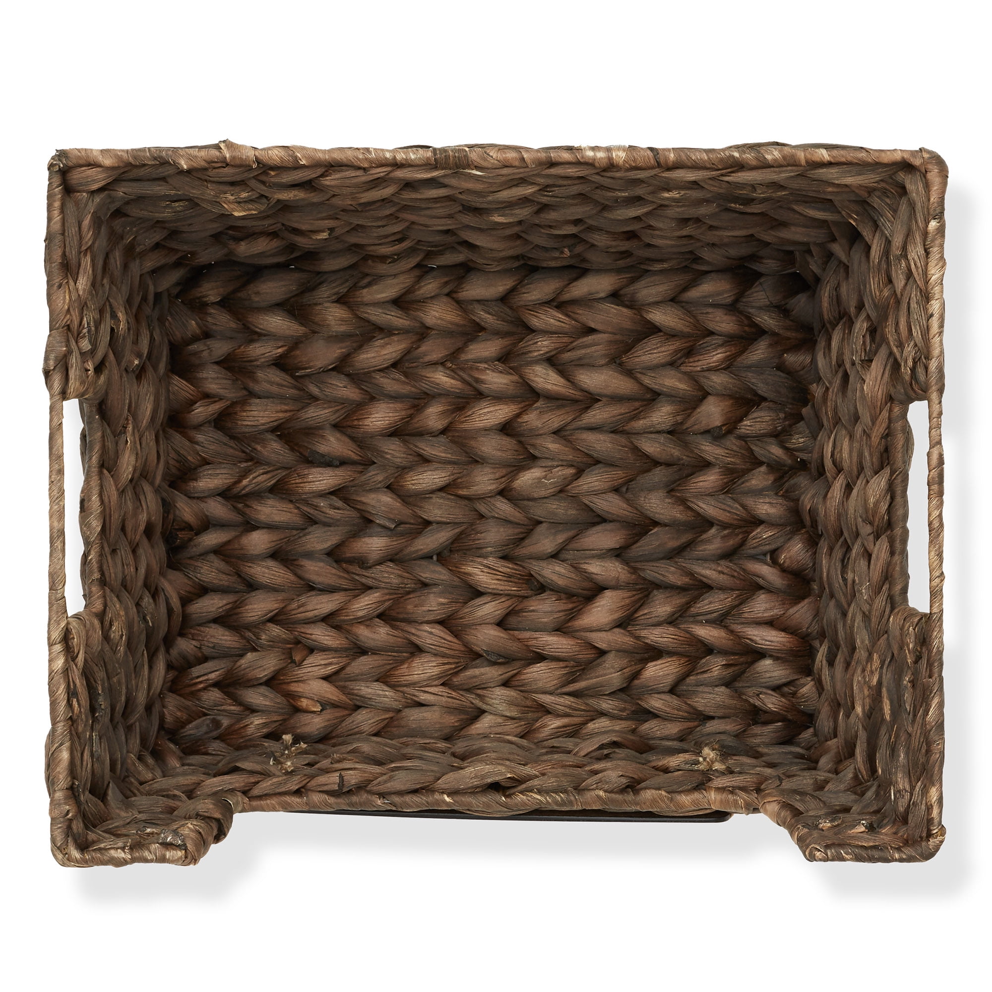 Casafield (Set of 2) Water Hyacinth Pantry Baskets with Handles and Chalkboard Labels - Espresso, Wide Woven Storage Baskets for Kitchen Shelves