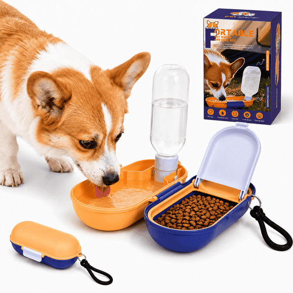 Portable Pet Feeder & Water Dispenser Set with Food Container for Dogs