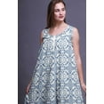 thumbnail image 4 of Bimba White23 Motif Damassé Vector Mi-Mollet Vêtement de Nuit Femme Coton Imprimé Sans Manches Robe de Nuit Maxi Taille Medium, 4 of 6