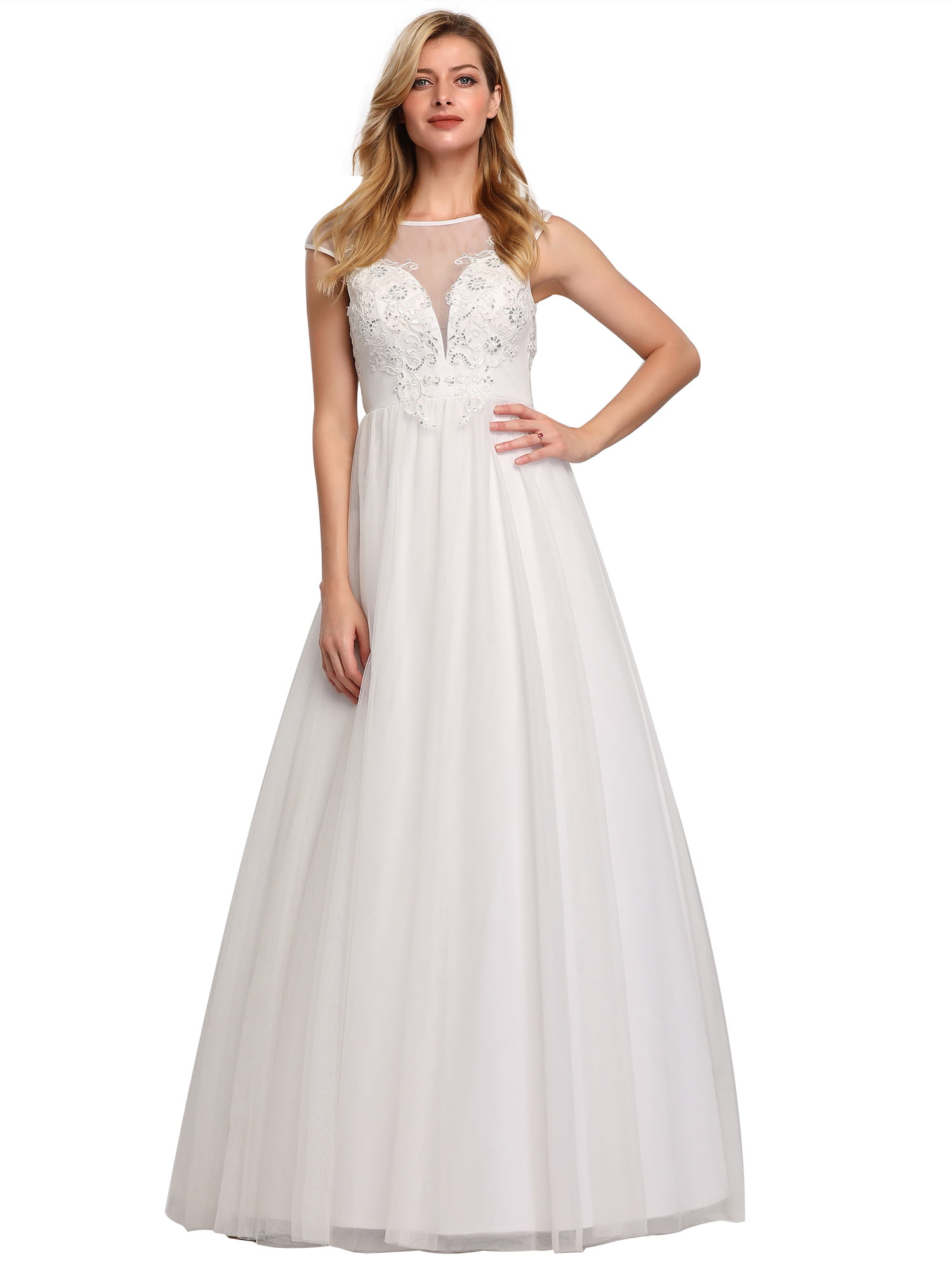 Ever-Pretty US A-Line Wedding Dress Long Strappy Formal Evening Ball Gowns 07835 