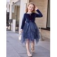 thumbnail image 3 of Arshiner Toddler Girls Dresses Sparkly Tulle Dress Fall winter Velvet Dresses for Toddler, Irregular Tulle and Cute Bowknot Design, Great for Halloween Christmas Holiday Party, 3 of 5