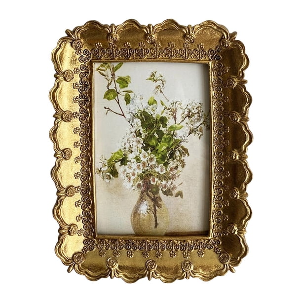 Portarretratos de Resina Marco para Fotos Soporte de Exhibición Ornamento de Mesa Estilo Europeo Funcional para Hogar Regalo 16cmx20cm