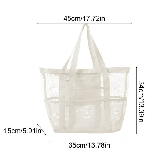 Qiweii Mesh Beach Bag, Large Beach Tote with Zipper Pocket for Family Pool Bag for Toys & Vacation Essentials Outdoor Beach Bag