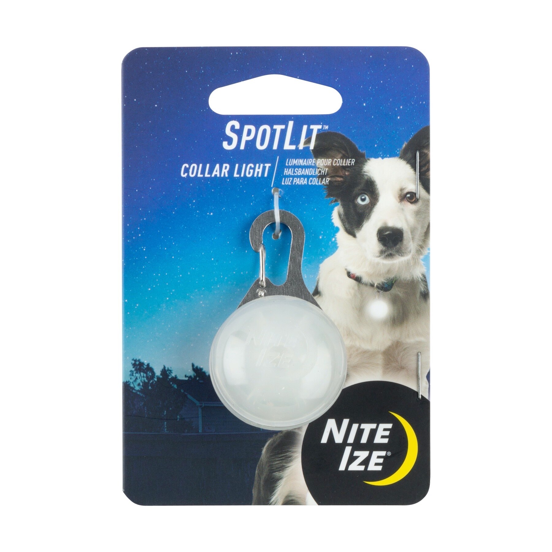 Nite Ize SpotLit LED Collar Light White, Carabiner Pet Locator Glows