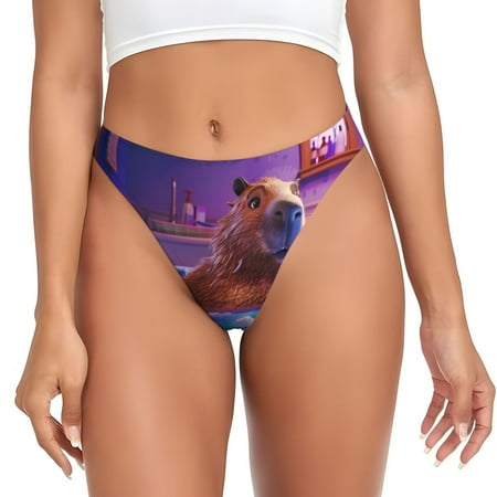 Adobk Capybara Bathtub Fun Print Seamless Women Underwear Thongs No Show Ladies Thong No Line Breathable Comfortable Panties Undies for Women-X-Small