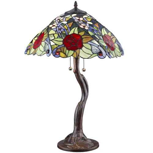 Serena d'italia Tiffany 2 light Rose Styled 23 in. Table ...