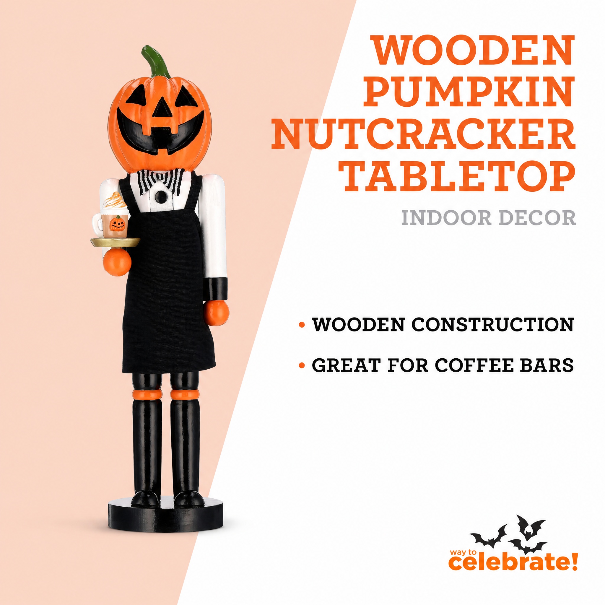 Way To Celebrate Wooden Pumpkin Nutcracker, 14.8 Inches photo 3