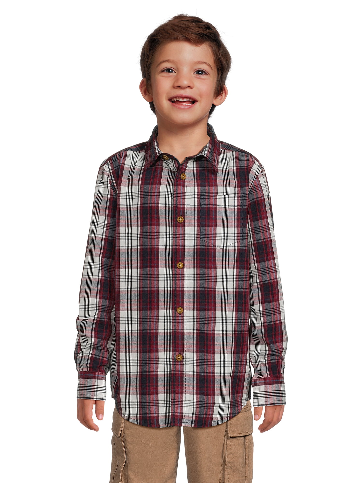 Wrangler Boys Long Sleeve Button-Up Shirt and Short Sleeve Graphic T-Shirt, 2-Pack, Sizes 4-18 & Husky