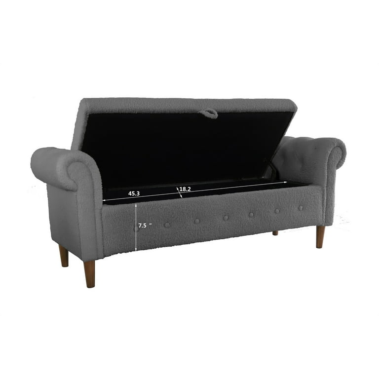 LINMAGCO 16 Small Velvet Ottoman with Storage