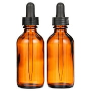 Amber Glass Bottle - 2 fl oz w/ Glass Dropper - Pack of 2