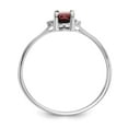 thumbnail image 2 of 10K White Gold Ring Band with Stones (01) January Garnet Oval Red Diamond Round, Size 5, 2 of 5