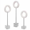 thumbnail image 2 of MY SWANKY HOME Luxe White Marble Ring Sculpture Set 3 Square Circle Silver Geometric MidCentury, 2 of 4