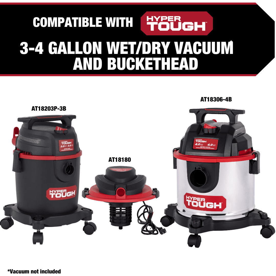 Hyper Tough 3 Gallon Wet/Dry Vac Buckethead Filter Replacement Bundle - Foam Filter, Cloth Filter & Clamp
