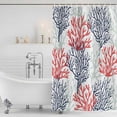 thumbnail image 4 of Red Navy Blue Coral Coastal Waterproof Fabric Shower Curtain,Summer Beach Seaside Nautical Waterproof Fabric Shower Curtain for Bathroom Curtains Bathtubs Shower Curtains with 12 Hooks Standard 72x72, 4 of 8