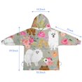 thumbnail image 7 of Pomeranian Dog and Flower Floral Blanket Hoodies for Kids 6-13YR Oversize Wearable Blanket Hoodies for Boys Girls Teens, 7 of 7
