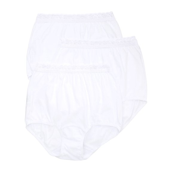 Women's Shadowline 442 Dixie Belle Full Cut Lace Waist Panty - 3 PK (White 9)