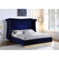 thumbnail image 2 of Jamie Velvet Blue King Platform Bed with Gold Accents, 2 of 2
