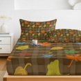 thumbnail image 6 of Cal.King Size Fitted Sheet Set - Thanksgiving Fall 3 Piece Bedding Sets 16" Deep Pocket Fitted Sheet with 2 Pillowcases, Maple Leaf Botanical Autumn Brown Plaid Brushed Microfiber Hotel Bed Sheets, 6 of 9