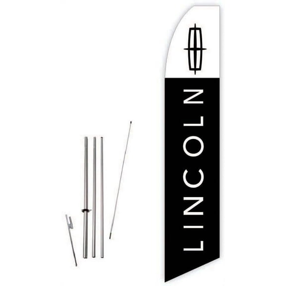 Lincoln Black Super Novo Feather Flag - Complete with 15ft Pole Set and Ground Spike