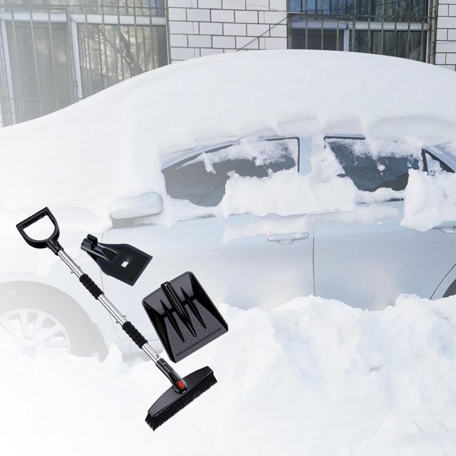 Herramienta portátil de eliminación de nieve de invierno, cepillo rascador de nieve de diseño desmontable, cabezal giratorio de 360 degree, mango de shamjiam Cepillo quitanieves