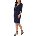 thumbnail image 4 of INSPIRE CHIC Women's Two Piece Outfits Open Front Cardigan Party Evening Wedding Guest Bodycon Dresses 2XL Navy Blue, 4 of 6