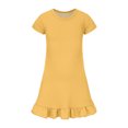 thumbnail image 5 of Abcomgle Girls Dresses Casual A-Line Short Sleeve Tshirt Dresses Solid Loose Ruffle Hem Swing Sundresses with Pockets for 4-14t Kids, 5 of 5
