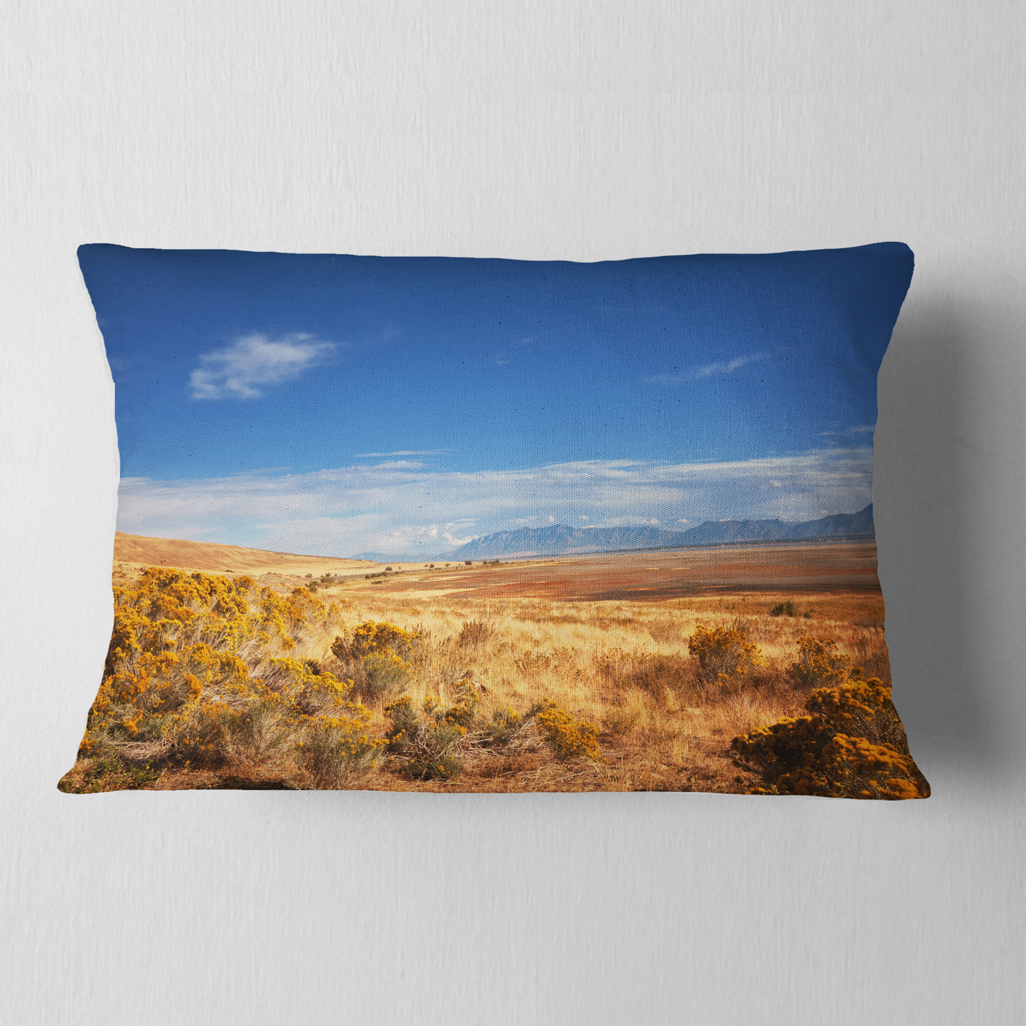 Designart 12" x 20" Blue Polyester Throw Pillow