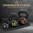 thumbnail image 4 of Soozier Kettlebell Ensemble de 3, 5 Lb, 10 Lb, 15 Lb avec Plateau de Rangement, 4 of 10