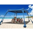 thumbnail image 1 of Osoeri Tienda de campaña de playa, refugio solar para acampar UPF50+ con 8 sacos de arena, palas de arena, estacas de tierra y postes de estabilidad, toldo de playa con sombra al aire libre para viaje, 1 of 5
