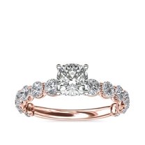 1.35 Carat Brilliant Cushion Cut Natural Diamond Solitaire with Accents Beautiful Ring for Engagement Solid 14K Rose Gold Size 9