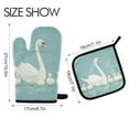 thumbnail image 2 of Yayeee Oven Mitts and Pot Holder Set of 2 Heat Resistant Kitchen Gloves Baking Hot Pad, White Cartoon Swan, 2 of 5