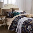 thumbnail image 3 of Royal Blue & Beige Patterned Egyptian Cotton Bedding, 3 of 8