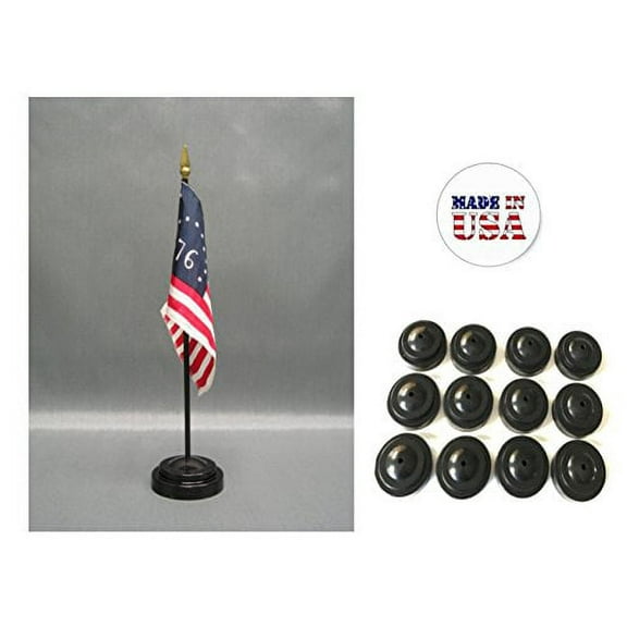 Box of 12 Bennington 4"x6" Miniature Desk & Table Flags Includes 12 Flag Stands & 12 American Revolution Battle of Bennington Small Mini Stick Flags