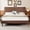 Dark Brown, variant on Frostbloom Queen Bed Frame, Upholstered Faux Leather Platform Bed with Adjustable Headboard, Dark Brown