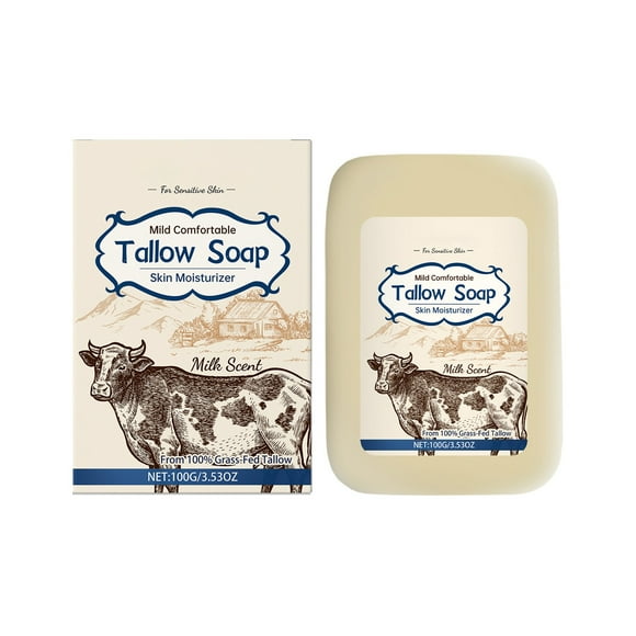 Anti-Aging Brightening Deep Pore Cleansing,Tallow Soap Mild Deep Cleansing Soap Plant Serum Oil Moisturiz Mild Ingredients,Cleansing And Moisturizing Effects 100G