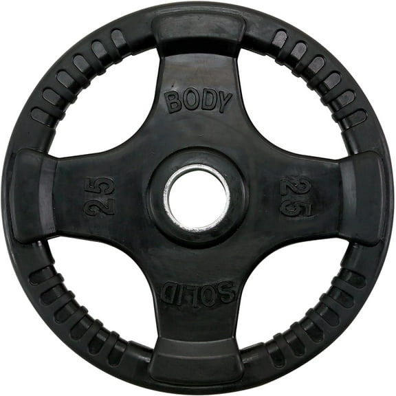 Body-Solid Rubber Coated Olympic Weight Plate (1), with Anti-Slip Grip - Perfect for Strength Training, Home Gym, and Barbell Workouts