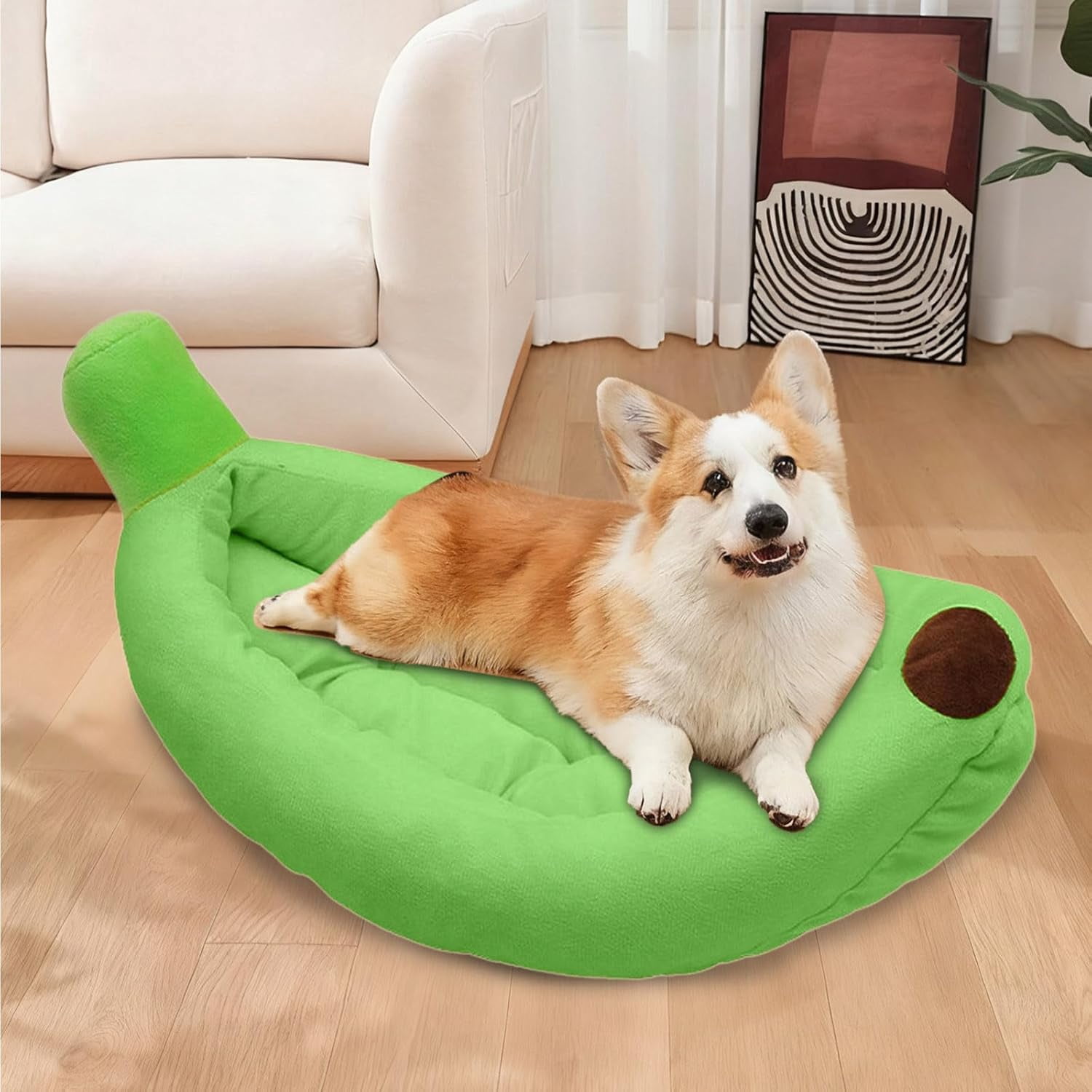 Banana Shaped Dog Bed, Creative Comfortable Banana Boat Shape Pet Dog Cat Bed, Sofa Warm Nest Creative Detachable House All Seasons Suit