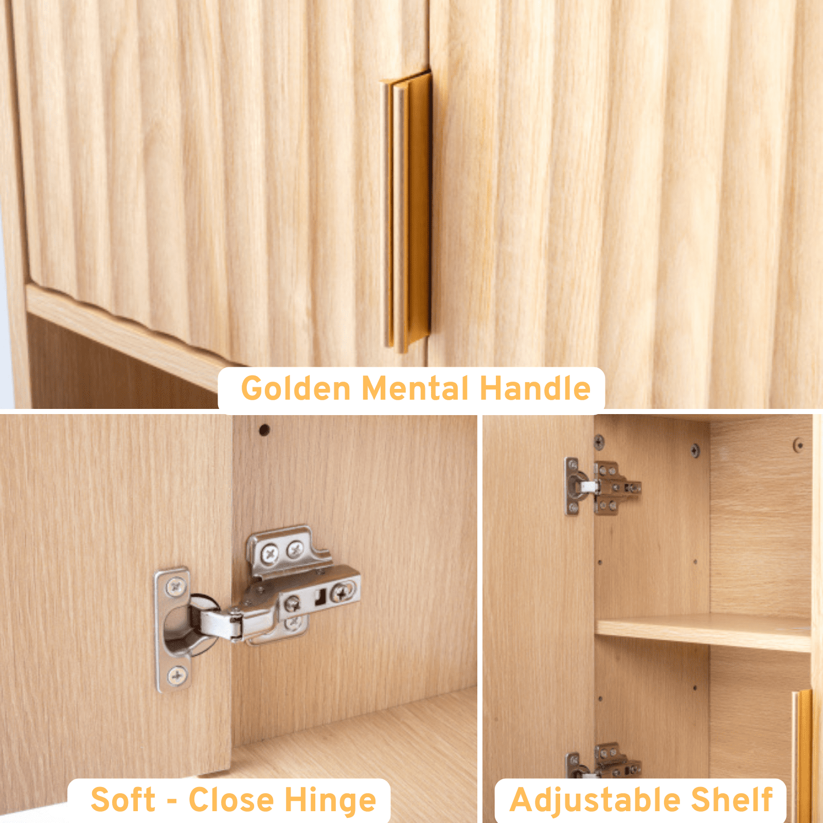 Ktaxon Fluted Over the Toilet Bathroom Storage Cabinet  with 2 Doors & 3 Storage Shelves Space Saver, Oak