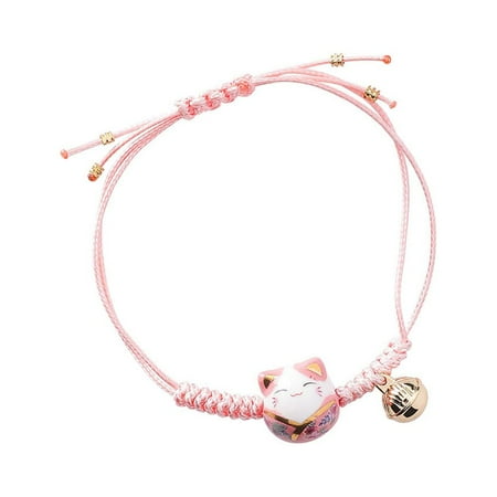 

1pc Cat Braided Bracelet Hand-knitted Kitten Hand String for Friends Kids (Pink)