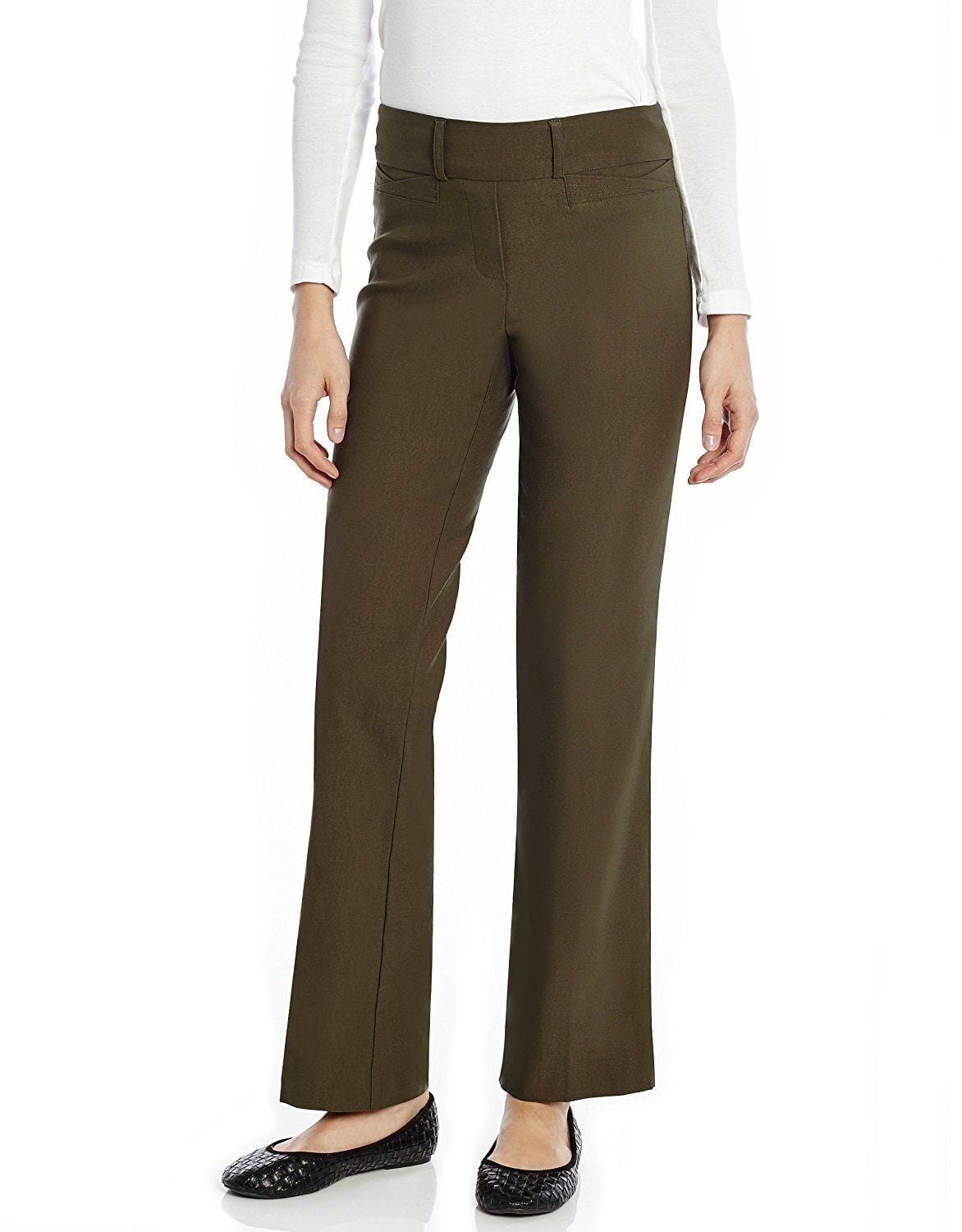 Women's Pants Stretchable Slight Boot Cut Comfort Pants Pull On (Size 4 ...