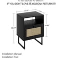 thumbnail image 2 of Rattan Nightstand,Modern Boho Farmhouse  Bedside Table with Storage Drawer and Open Shelf,Small Black Frame Side End Table for Bedroom,Living Room,Office (Black), 2 of 6