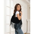 thumbnail image 2 of HDE Women's Faux Suede Leather Bag Fringe Tassel Shoulder Purse Black, 2 of 5
