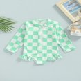 thumbnail image 2 of QJUHUNG Kid Baby Girls One Piece Swimsuit Long Sleeve Zipper Swimwear Ruffle Rashguard Bathing Suits Beachwear, 2 of 7