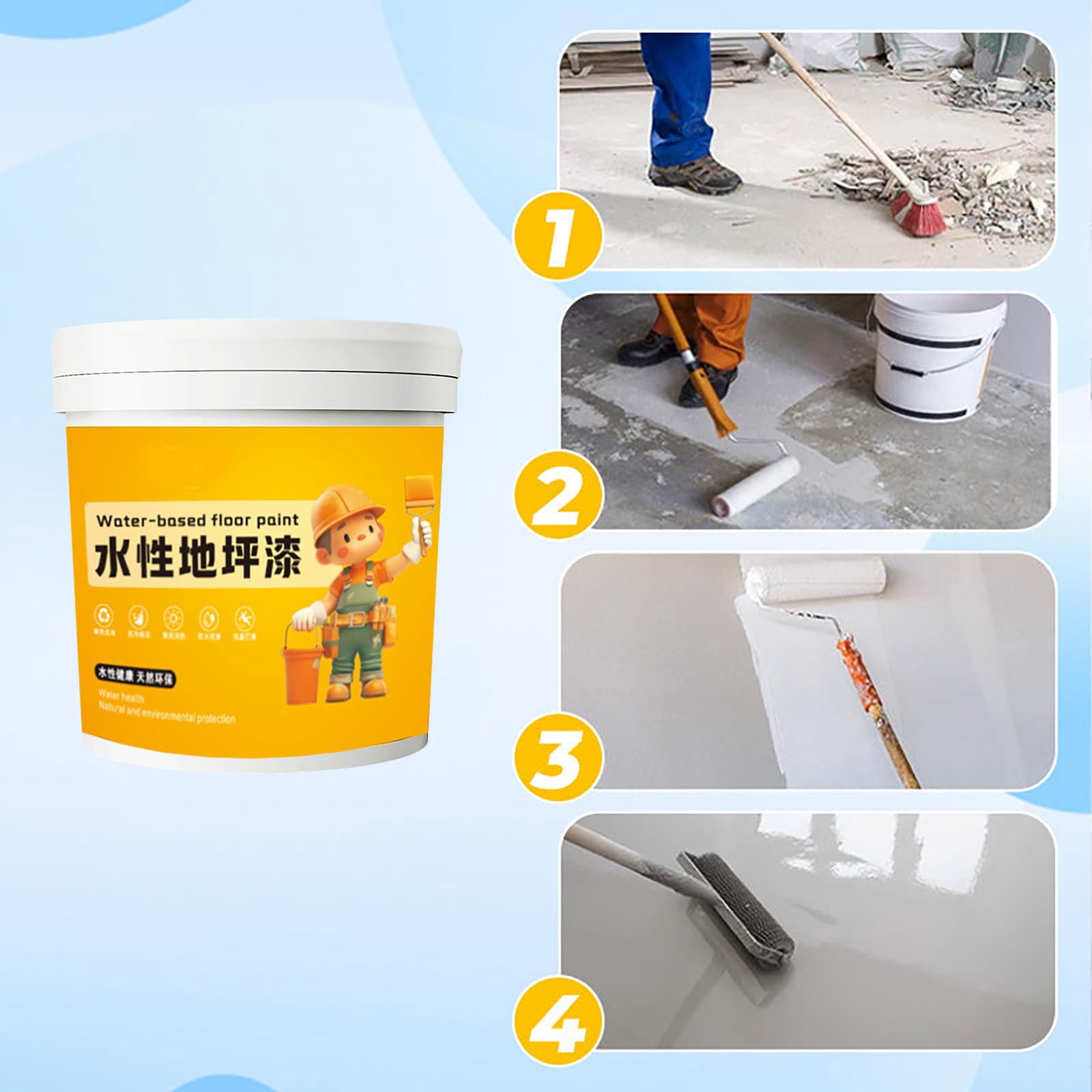 Garage Floor Paint Waterproof Water-Based Epoxy Floor Paint 300ml Anti-slip Concrete Floor Paint Indoorand Outdoor House Paint Basement Foundation Repair