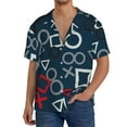 thumbnail image 1 of Fotbe Navy Blue Geometric Camisa Estampada de Manga Corta para Hombre, Casual de Verano, Estilo Playero, Sin Arrugas-4X-Large, 1 of 5