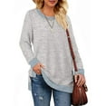 thumbnail image 6 of Sweatshirt for Women Long Sleeve Tunic Tops Color Block Crewneck Sweatshirts Side Split, 6 of 8
